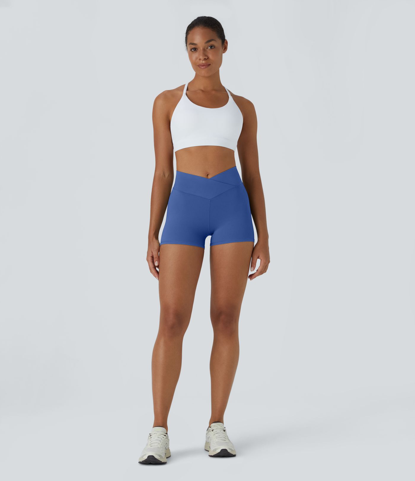 Softlyzero™ Plush Einfarbige Crossover-Yoga-Bikershorts mit hohem Bund, 7,6 cm