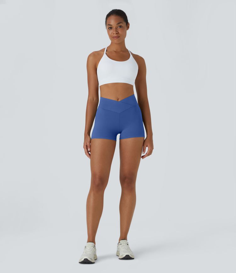 Softlyzero™ Plush Einfarbige Crossover-Yoga-Bikershorts mit hohem Bund, 7,6 cm