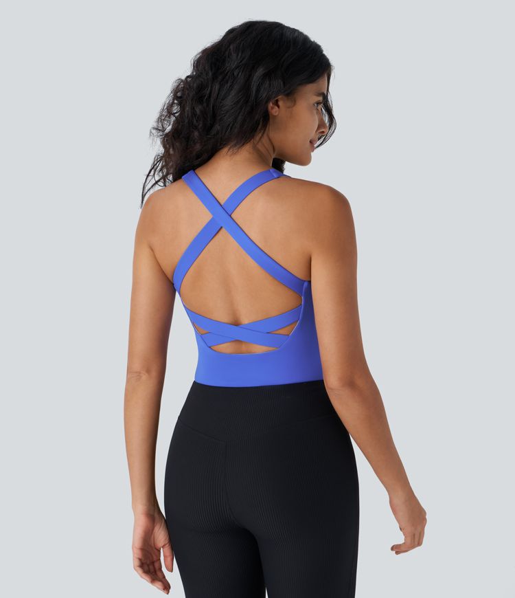 Body Softlyzero™ Airy yoga cuello cuadrado sin espalda entrecruzado tacto fresco-UPF50+