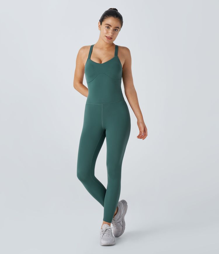 Softlyzero™ Cross Back Backless Sleeveless Skinny Yoga Jumpsuit