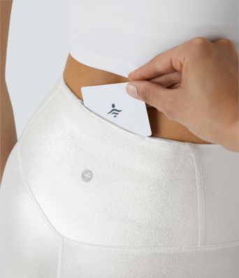 Softlyzero™ Legging Casual en Tissu Enduit avec Poches Arrière Croisées Impression Métallisée Extensibles