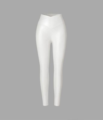 Softlyzero™ Legging Casual en Tissu Enduit avec Poches Arrière Croisées Impression Métallisée Extensibles