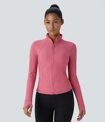 Patitoff™ Flow — veste courte et décontractée, résistante aux poils d'animaux, col montant, fermeture éclair, poche, ouverture pour le pouce Patitoff™ Flow — veste courte et décontractée, résistante aux poils d'animaux, col montant, fermeture éclair, poche, ouverture pour le pouce