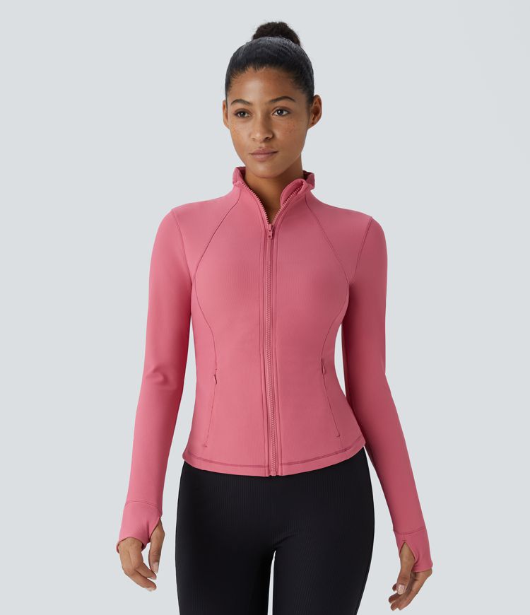 Patitoff™ Flow — veste courte et décontractée, résistante aux poils d'animaux, col montant, fermeture éclair, poche, ouverture pour le pouce Patitoff™ Flow — veste courte et décontractée, résistante aux poils d'animaux, col montant, fermeture éclair, poche, ouverture pour le pouce