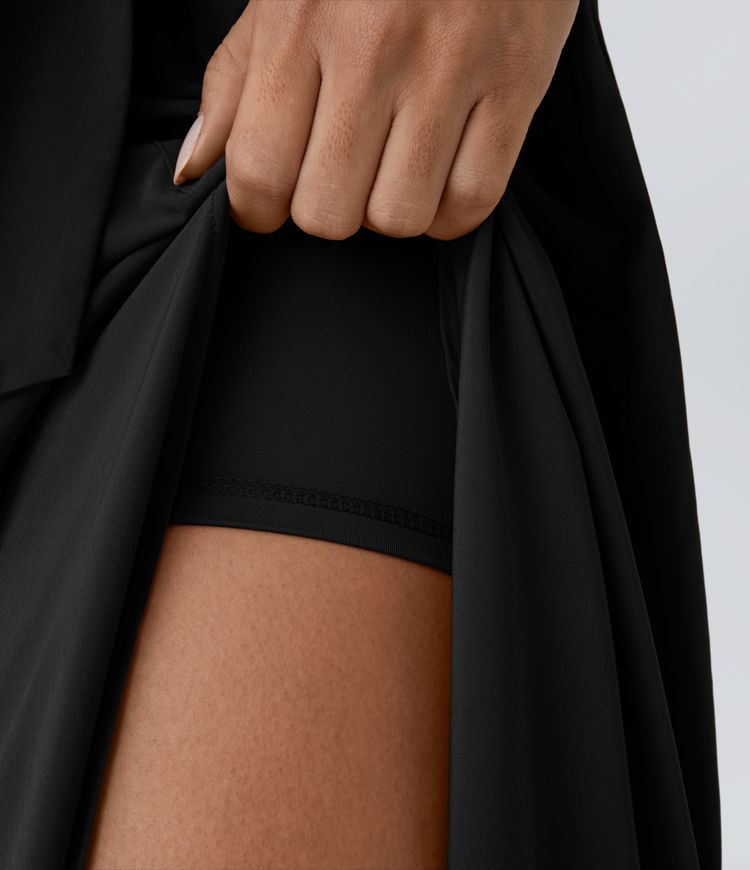 Breezeful™ Jupe Taille Haute Casual Midi Séchage Rapide Fluide Fentes Latérales Nouées 2 en 1 Breezeful™ Jupe Taille Haute Casual Midi Séchage Rapide Fluide Fentes Latérales Nouées 2 en 1