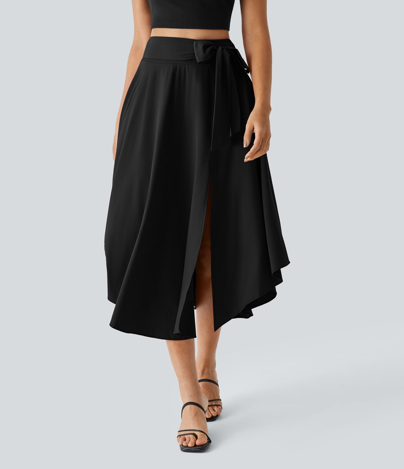 Breezeful™ Jupe Taille Haute Casual Midi Séchage Rapide Fluide Fentes Latérales Nouées 2 en 1 Breezeful™ Jupe Taille Haute Casual Midi Séchage Rapide Fluide Fentes Latérales Nouées 2 en 1