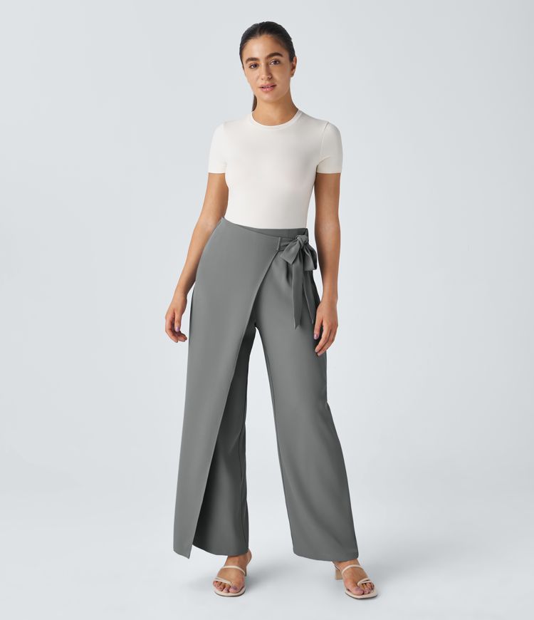 Halara Flex™ High Waisted Tie Side Wide Leg Work Pants