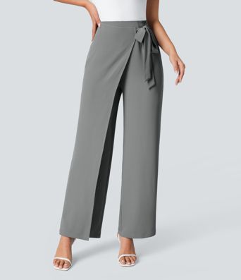 Halara Flex™ High Waisted Tie Side Wide Leg Work Pants