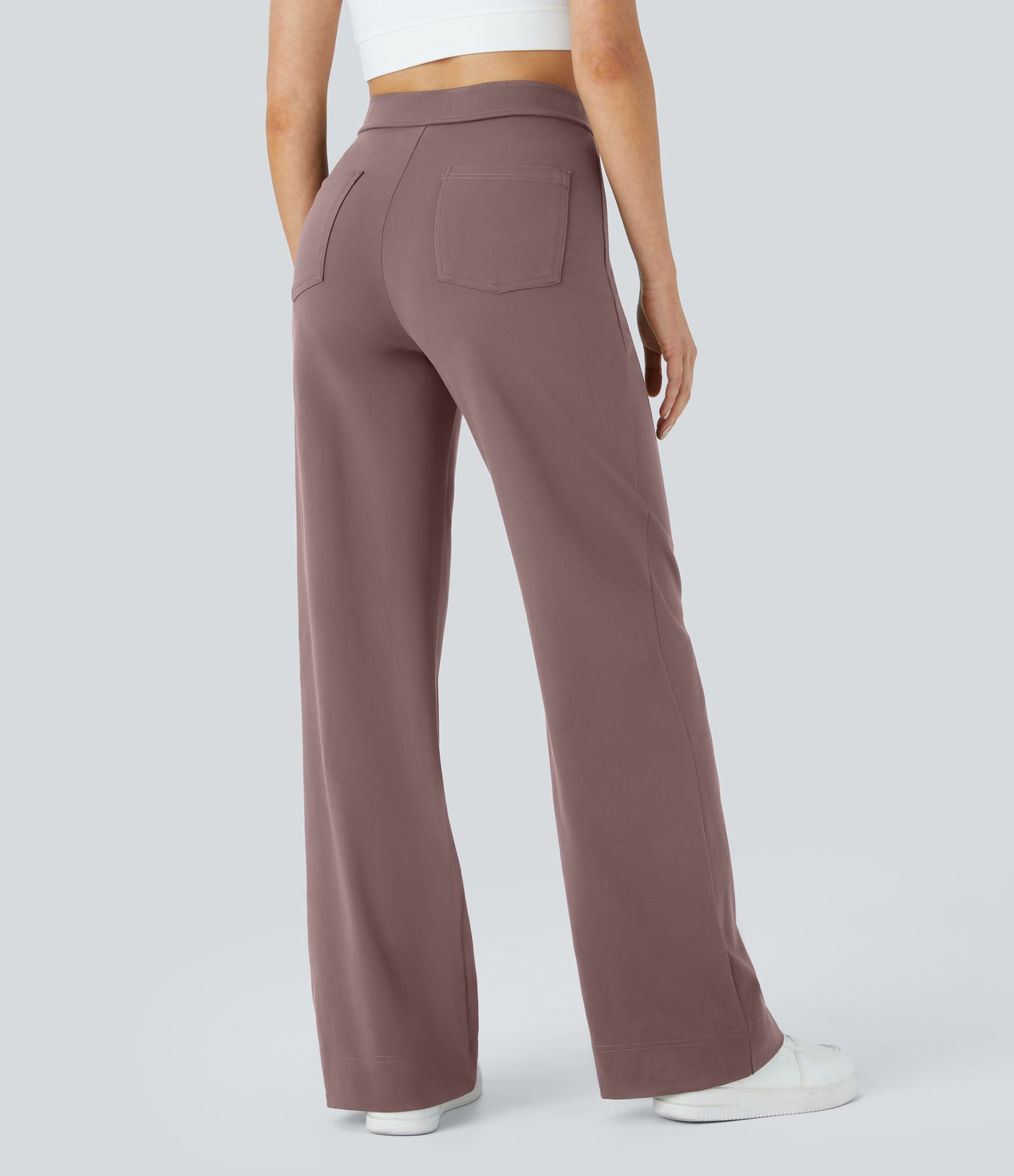 High Waisted with Pockets Straight Leg Stretchy Casual Pants