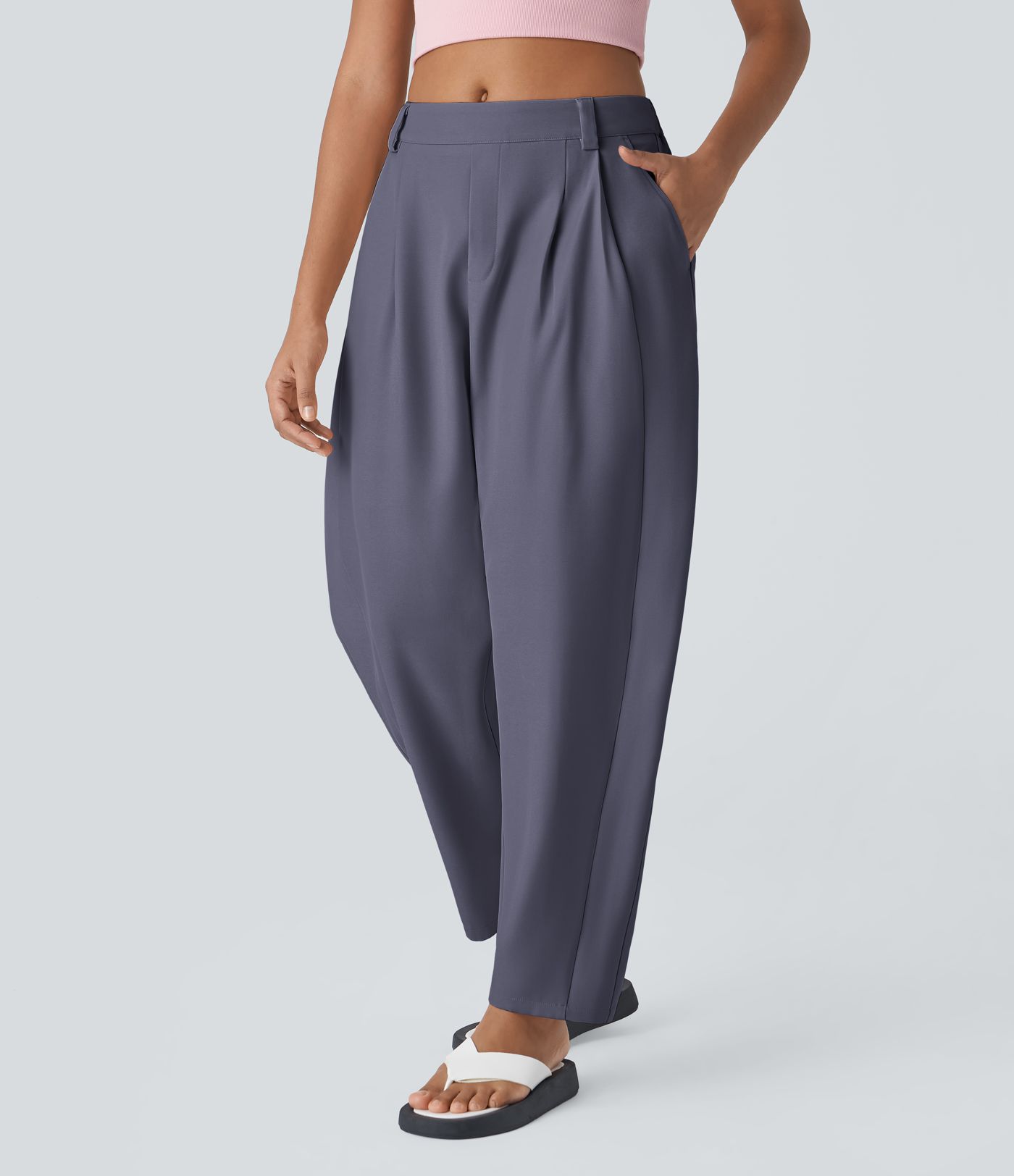 Mid Rise Pocket Barrel Leg Baggy Work Pants