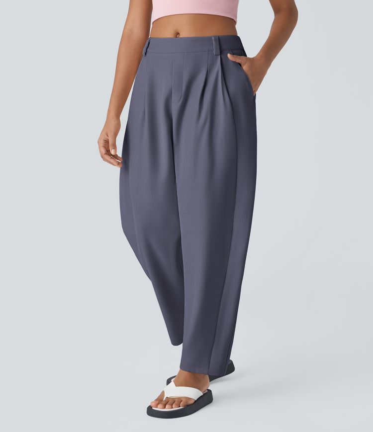 Mid Rise Pocket Barrel Leg Baggy Work Pants