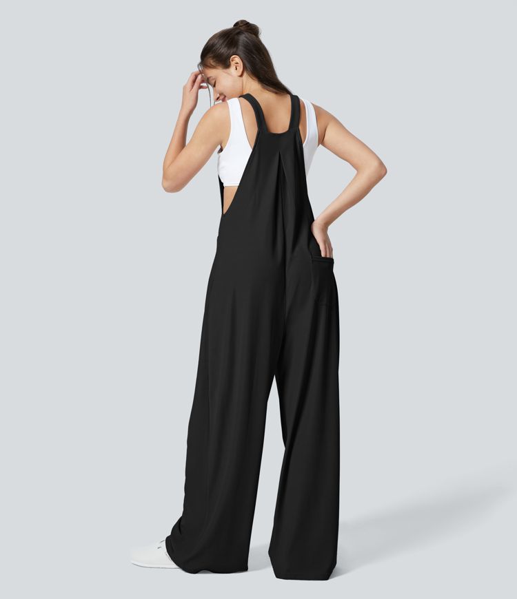 Adjustable Strap Button Multiple Pockets Waffle Casual Overalls