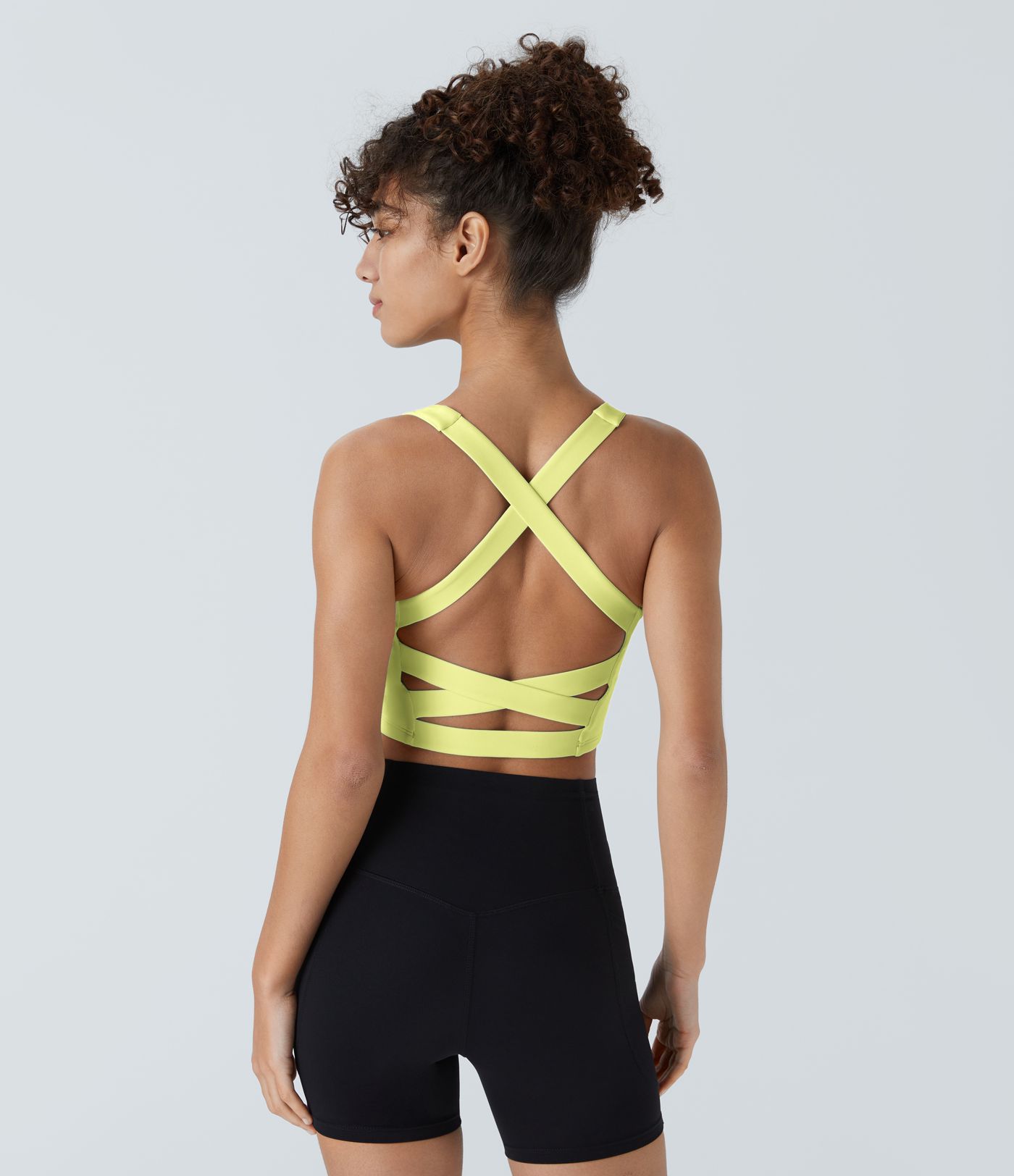 Débardeur yoga court SoftlyZero™ Airy décolleté carré dos nu bretelles croisées toucher frais A-C - UPF50+