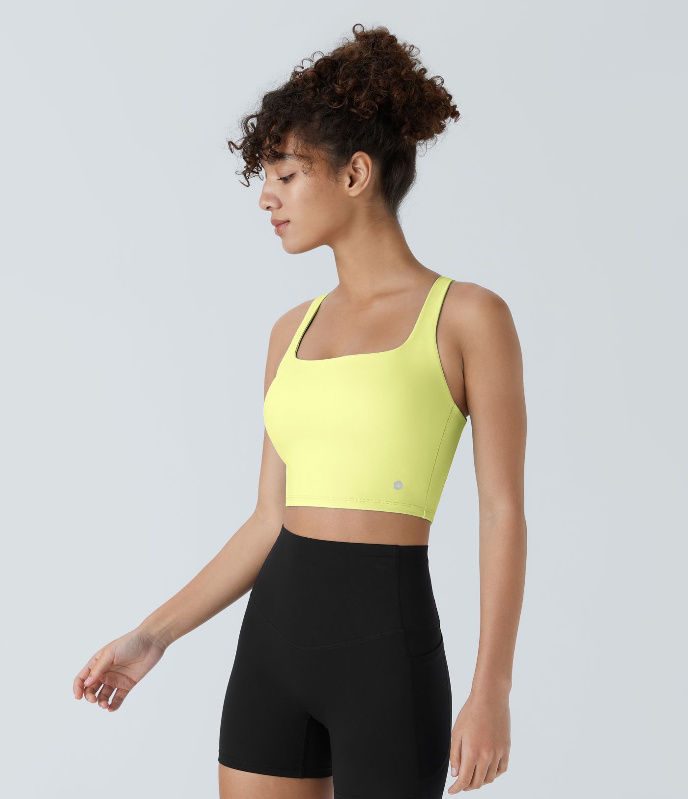 Débardeur yoga court SoftlyZero™ Airy décolleté carré dos nu bretelles croisées toucher frais A-C - UPF50+