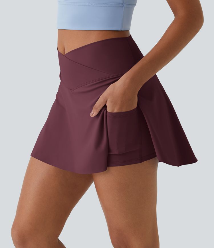 Everyday SoftlyZero™ Airy Crossover 2-in-1 Side Pocket Cool Touch Mini Tennis Skirt-Lucid-UPF50+