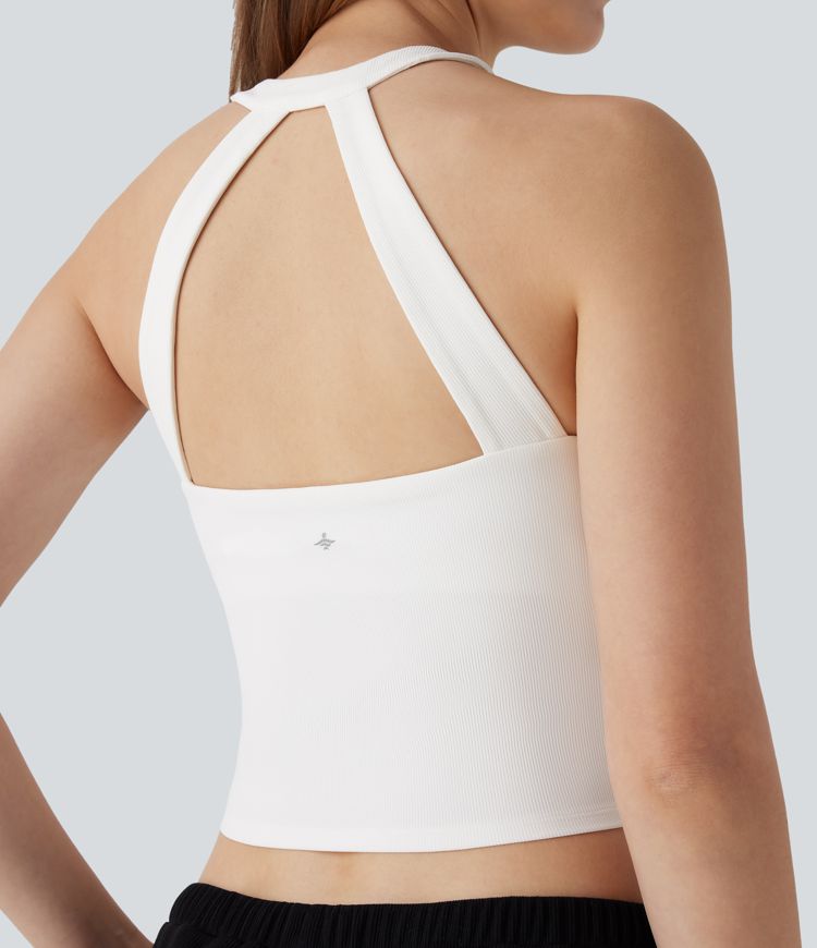 Patitoff™ Flow Pet Hair Resistant Halter Cut Out Cropped Yoga Tank Top