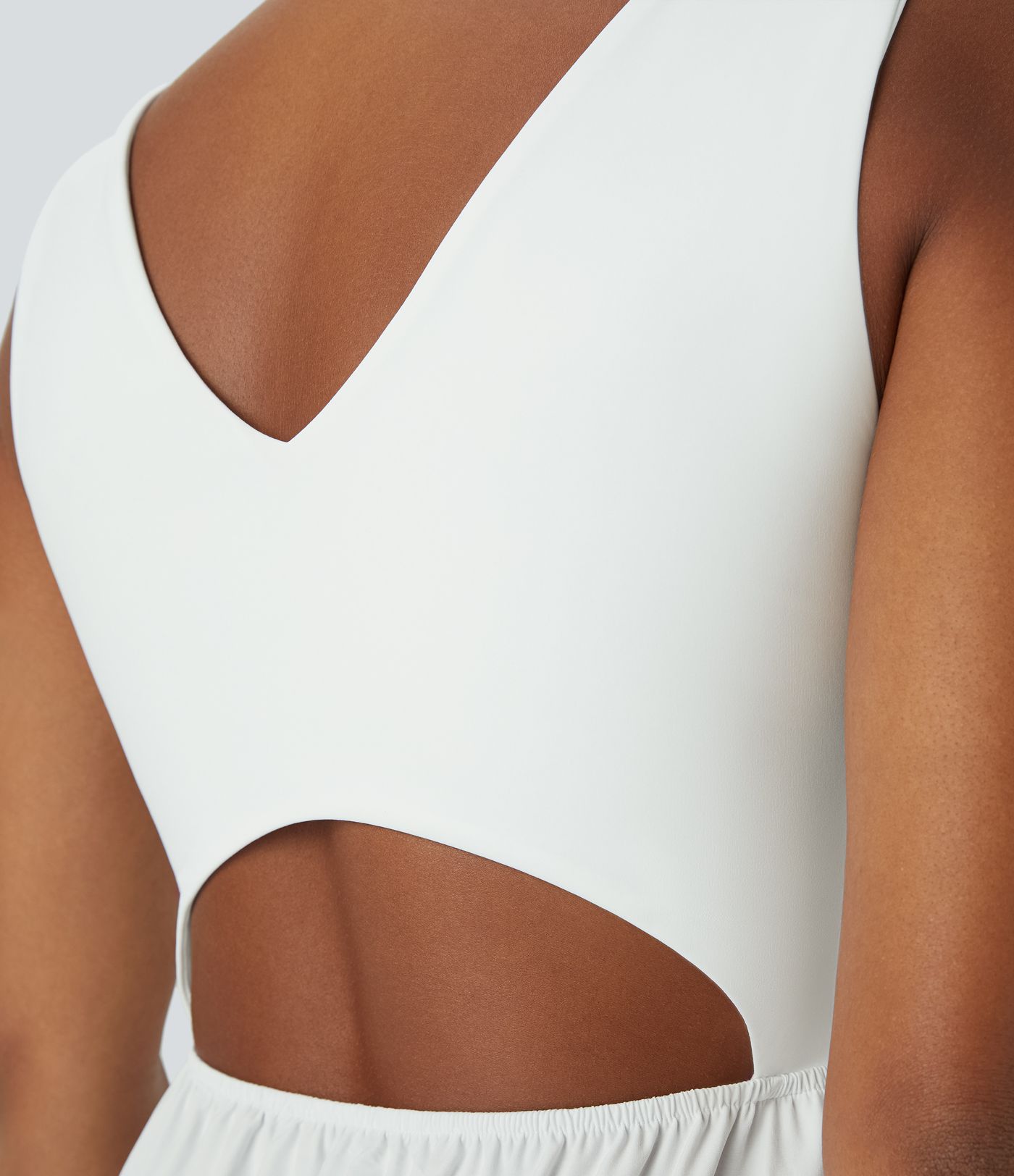 Breezeful™ Vestido midi dama de honor invitada boda fluido cuello V sin espalda abertura bolsillo lateral volante plisado secado rápido