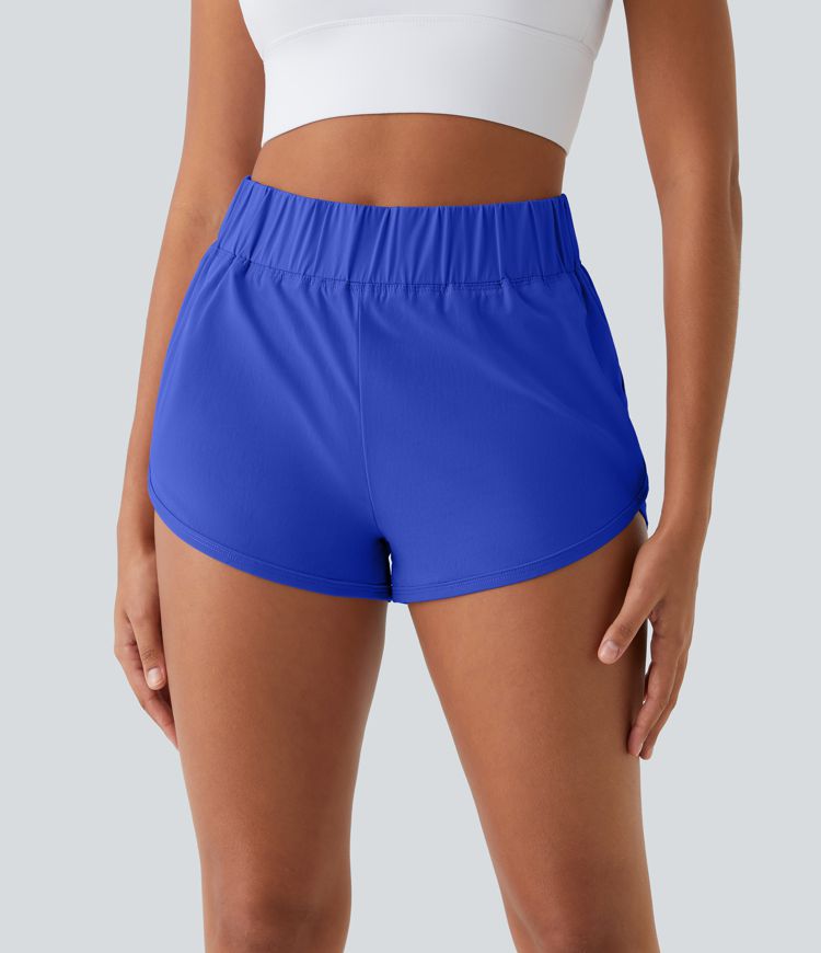 High Waisted Dolphin Hem Casual Shorts 2"