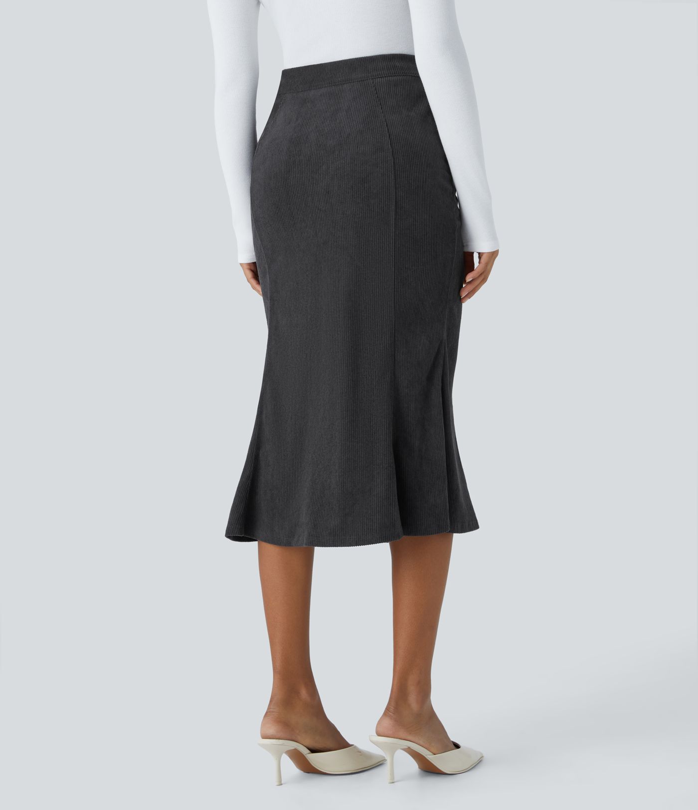 High Waisted Pocket Midi Corduroy Casual Mermaid Skirt