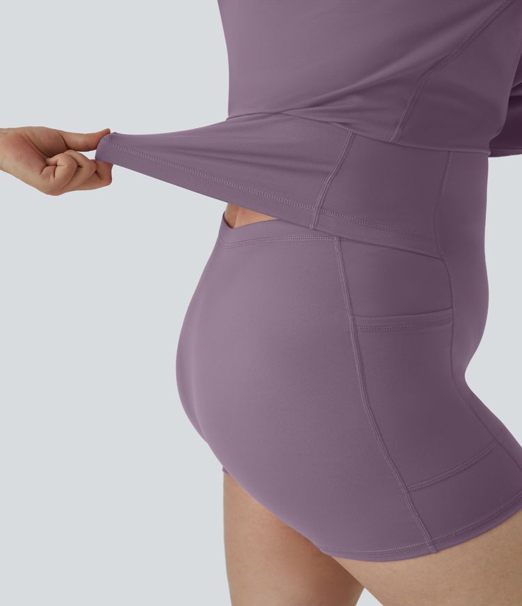 Everyday SoftlyZero™ Plush Backless 2-in-1 Flare Workout Plus Size Dress-Wannabe-Easy Peezy