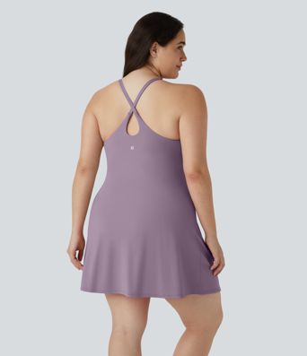 Everyday SoftlyZero™ Plush Backless 2-in-1 Flare Workout Plus Size Dress-Wannabe-Easy Peezy
