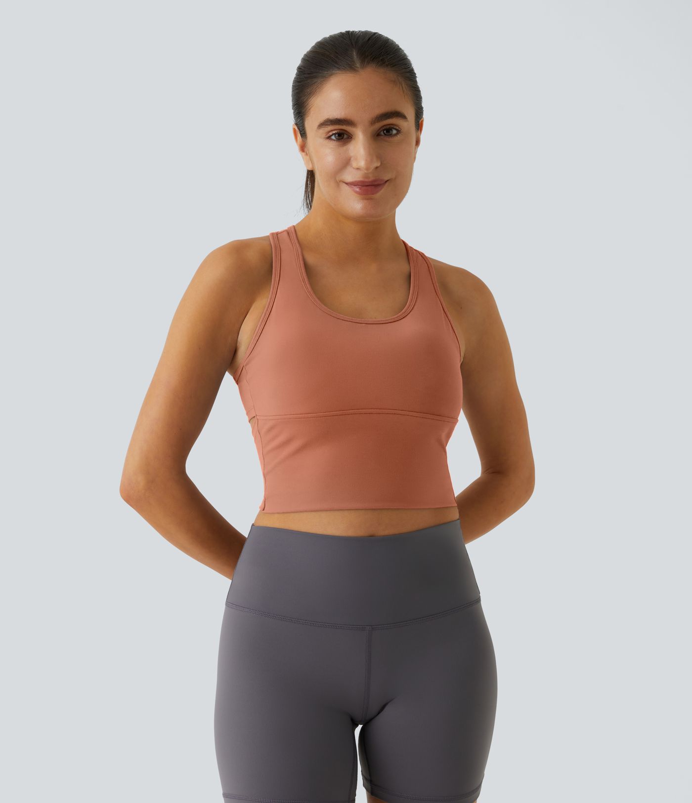 SoftlyZero™ Plush U Neck Racerback Cut Out Cropped Yoga Tank Top