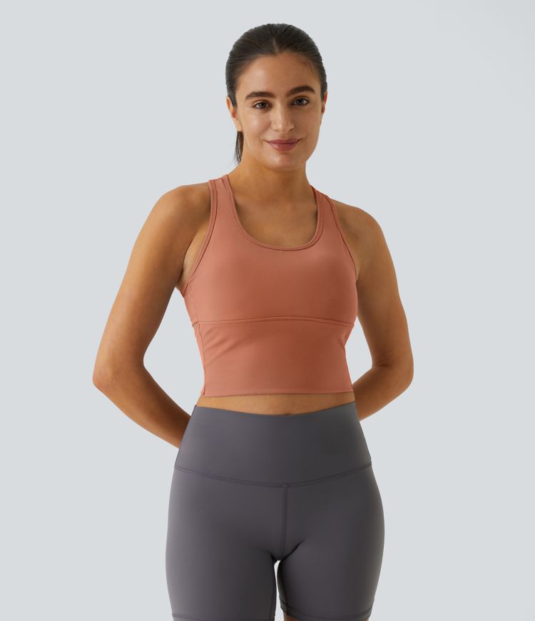 SoftlyZero™ Plush U Neck Racerback Cut Out Cropped Yoga Tank Top