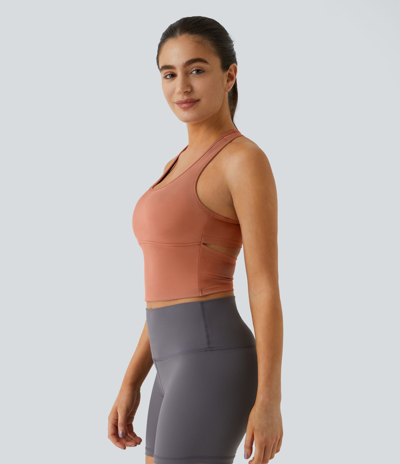 SoftlyZero™ Plush U Neck Racerback Cut Out Cropped Yoga Tank Top