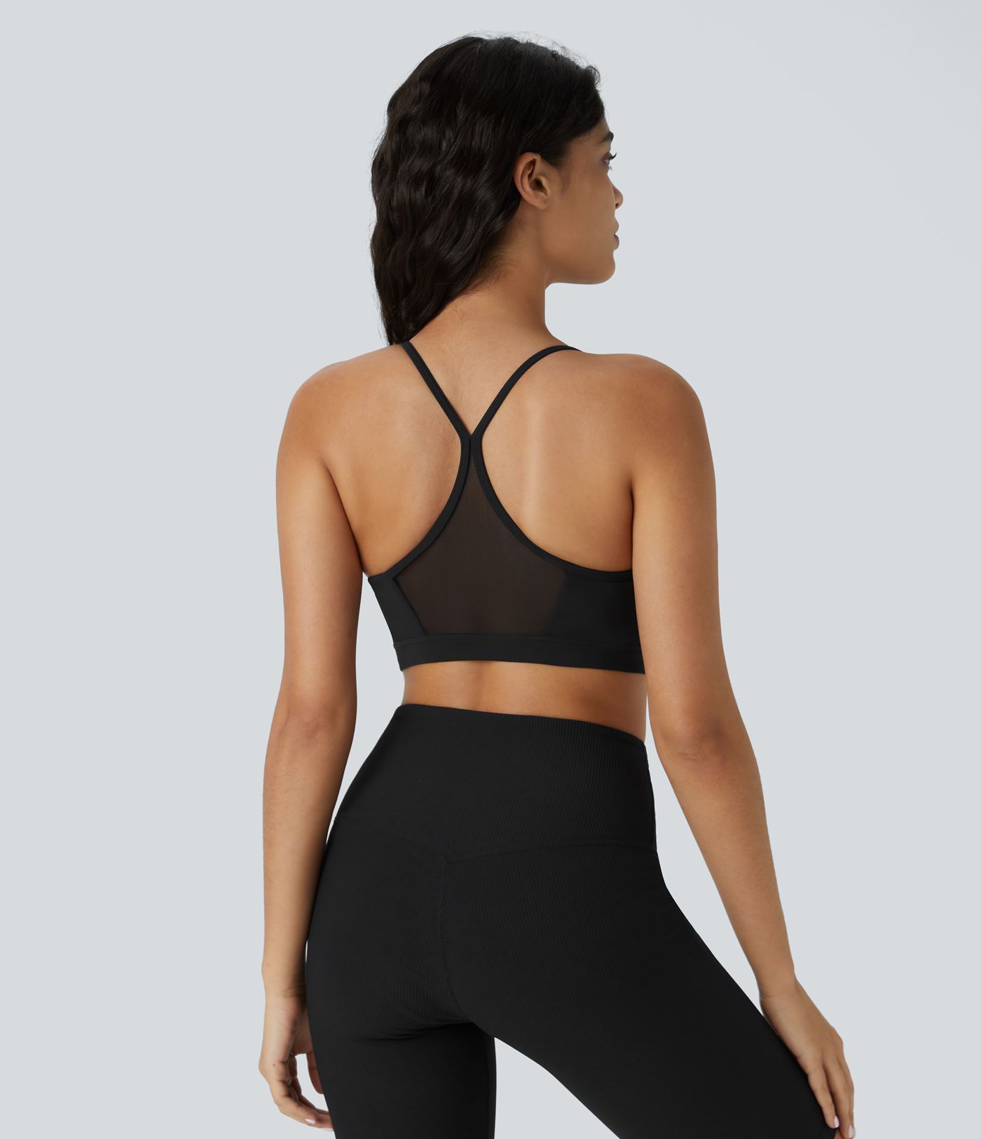 Sujetador deportivo yoga Softlyzero™ espalda Y malla contrastante soporte bajo