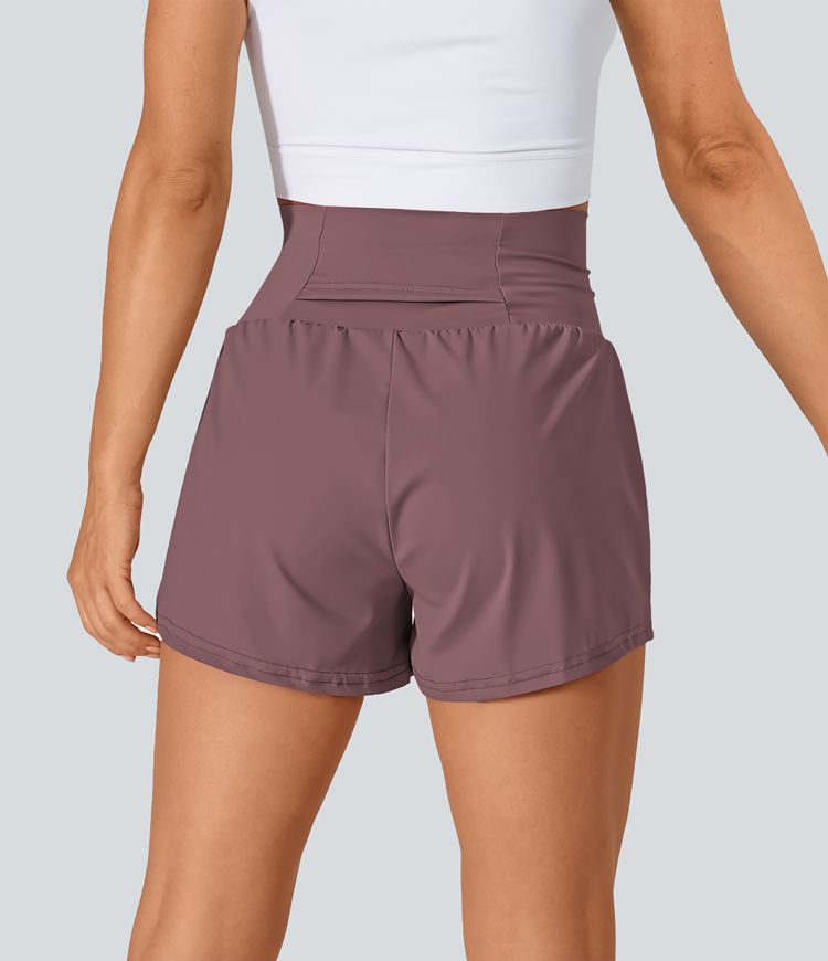 Super High Waisted Back Pocket & Side Hidden Pocket 2-in-1 Yoga Shorts 2.5"