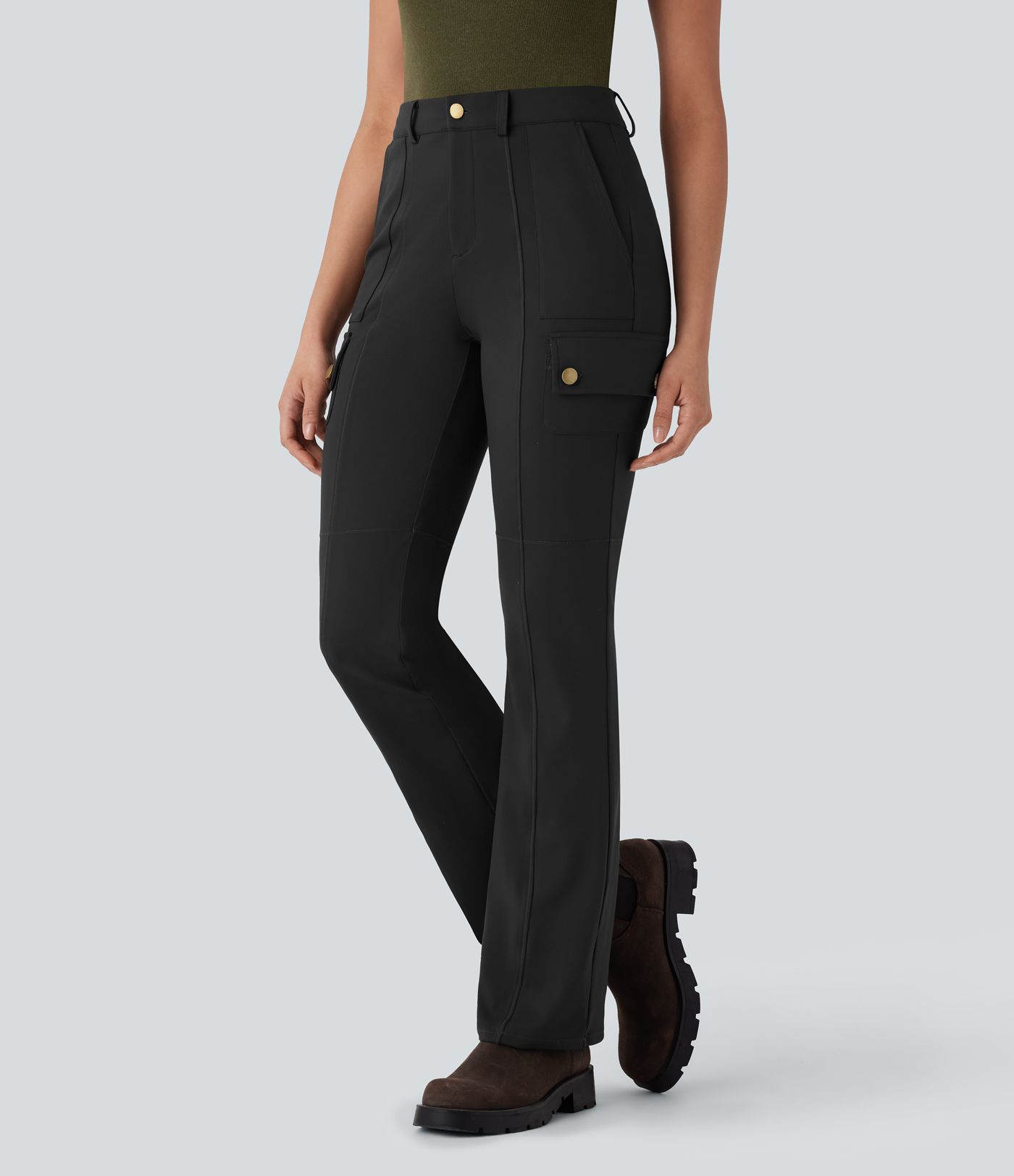 DayStretch Mid Rise Pockets Hiking Cargo Bootcut Trousers