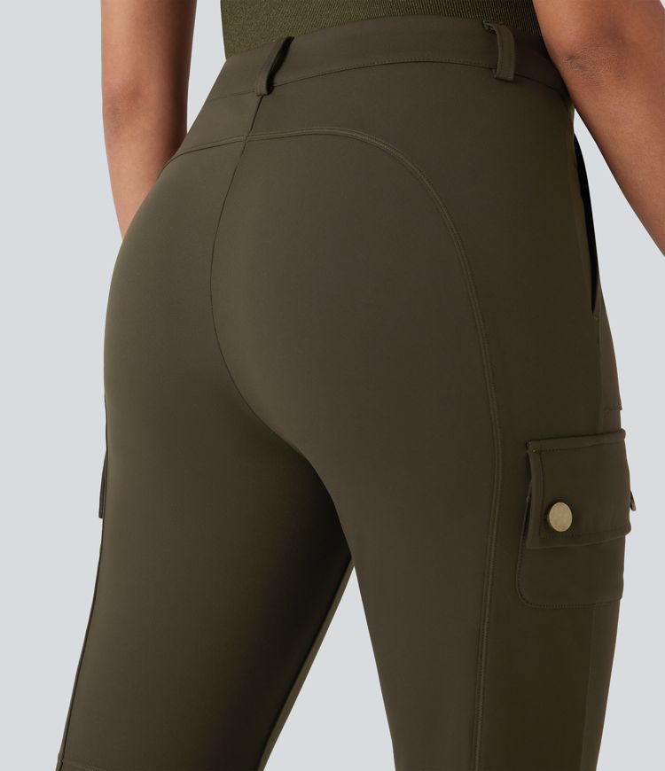 Mid Rise Pockets Hiking Cargo Bootcut Pants