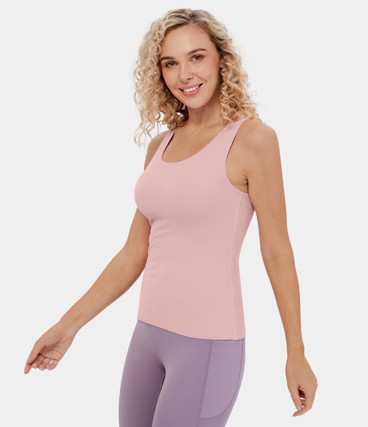 U Neck Raw Hem Fleece Casual Tank Top