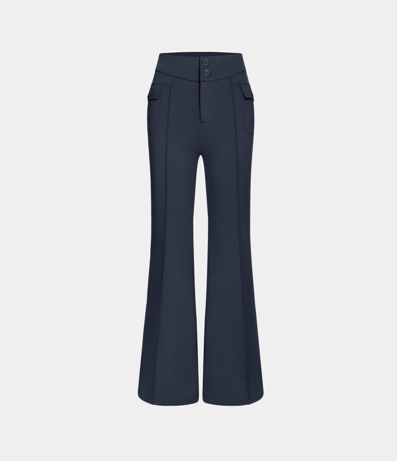 Pantalón cargo acampanado bolsillo solapa lateral botón tiro alto