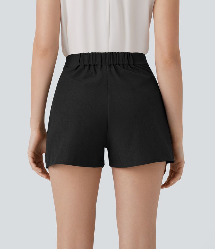 High Waisted Side Invisible Zipper Work Shorts