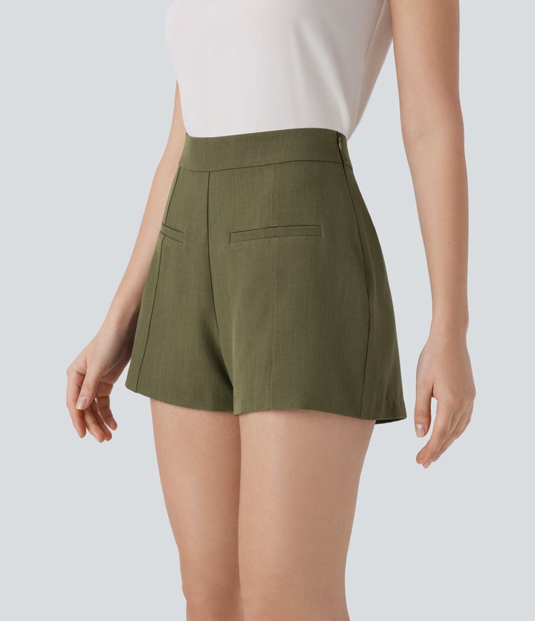 Short tailleur taille haute avec fermeture invisible latérale