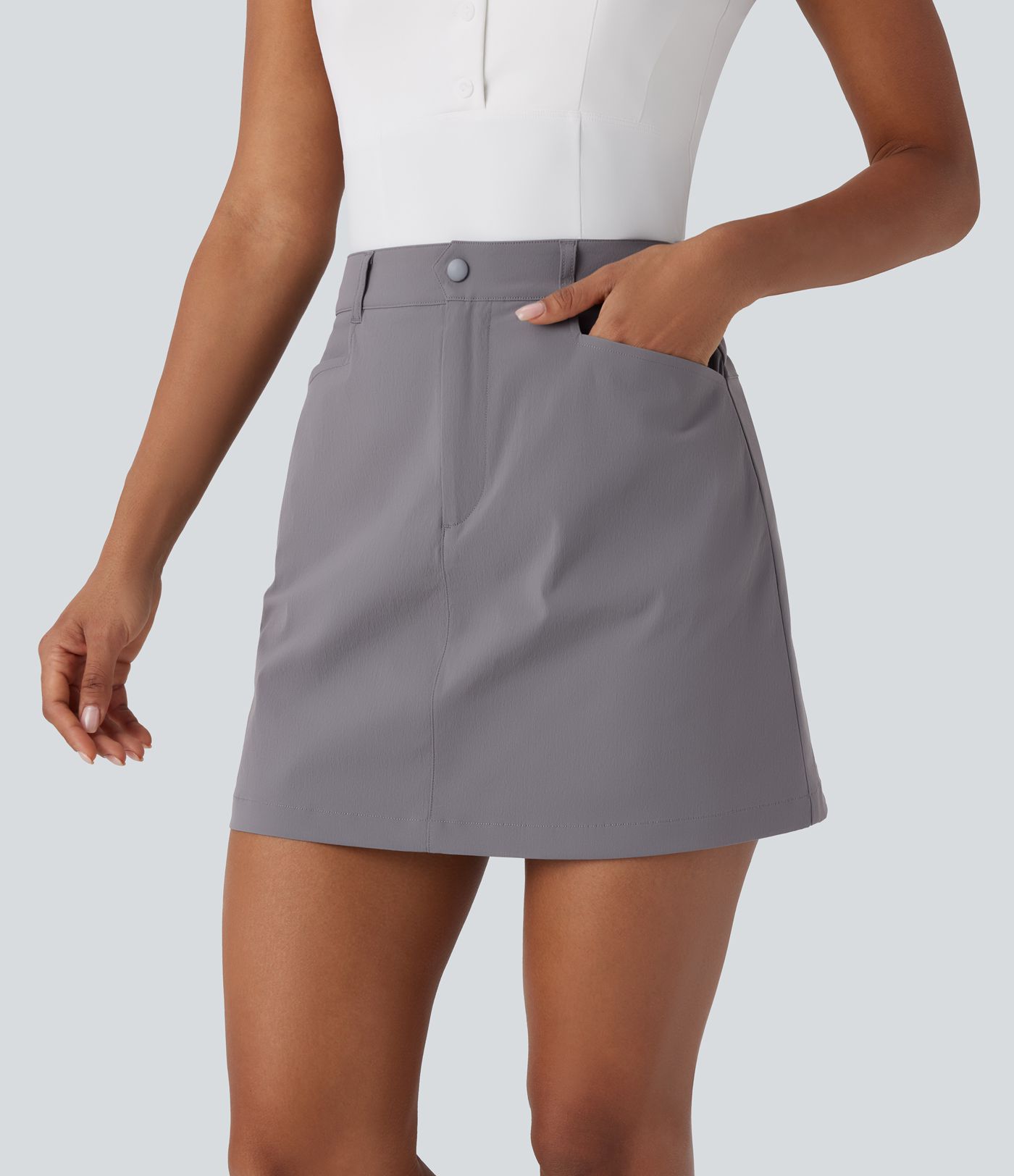 High Waisted Zipper Pocket A Line Mini Golf Skirt