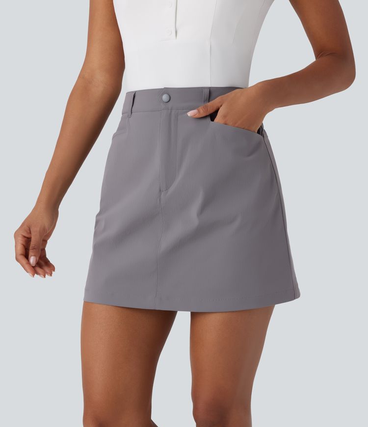 High Waisted Zipper Pocket A Line Mini Golf Skirt