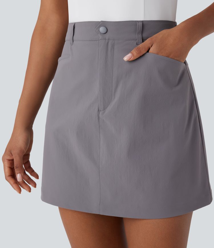 High Waisted Zipper Pocket A Line Mini Golf Skirt