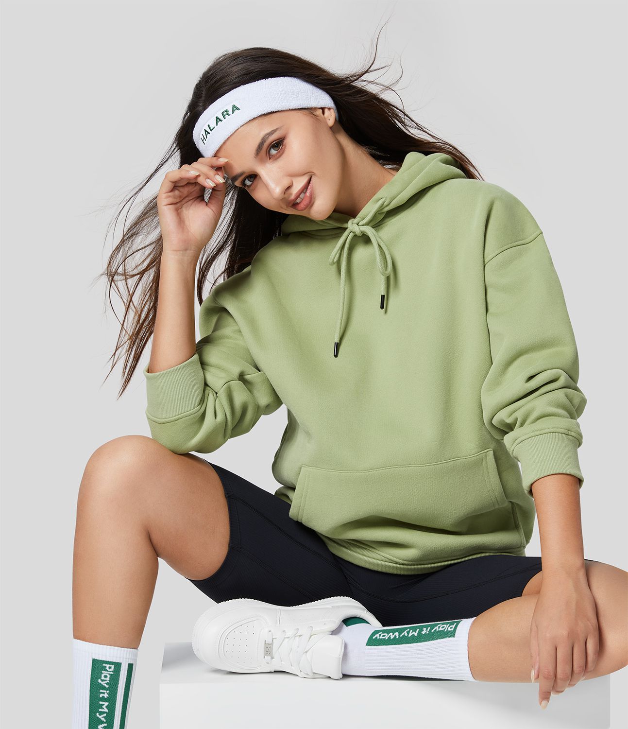 Hooded Drawstring Dropped Shoulder Kangaroo Pocket Fleece Hoodie Sweatshirt