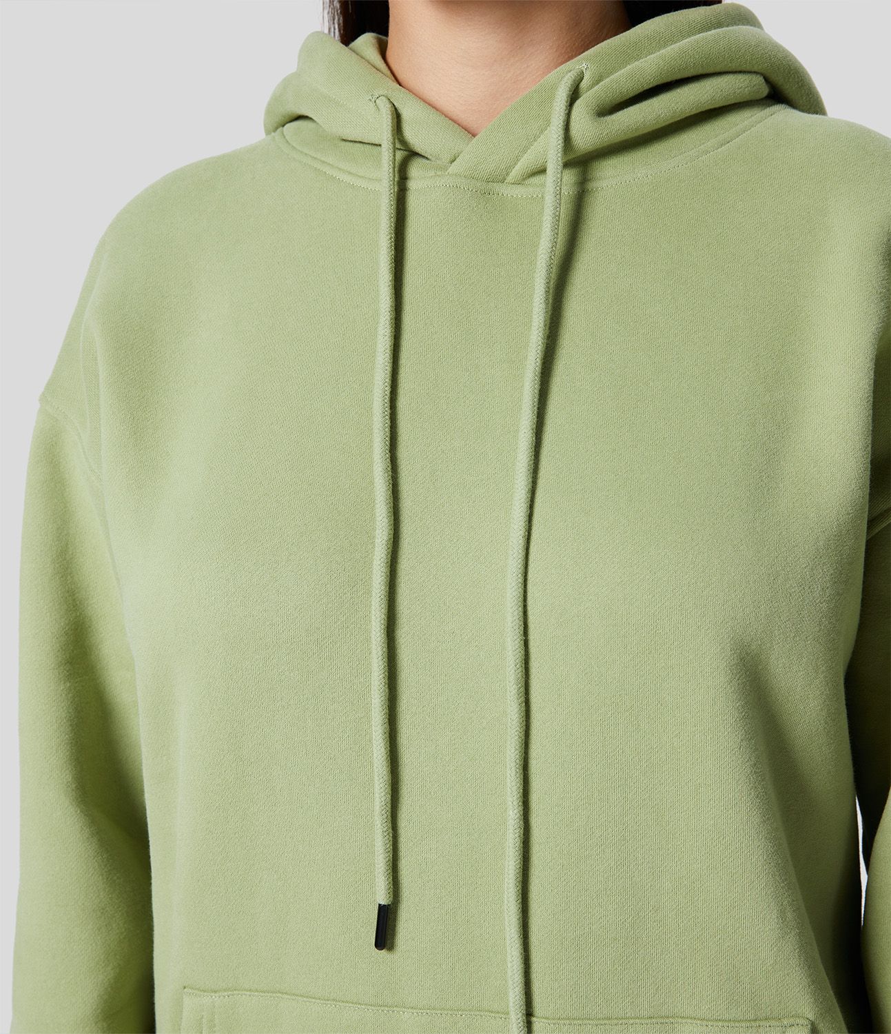 Hooded Drawstring Dropped Shoulder Kangaroo Pocket Fleece Hoodie Sweatshirt