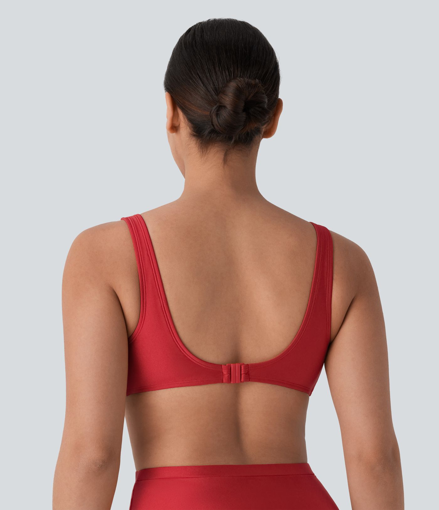 V Neck Sheen Bikini Top Swimsuit