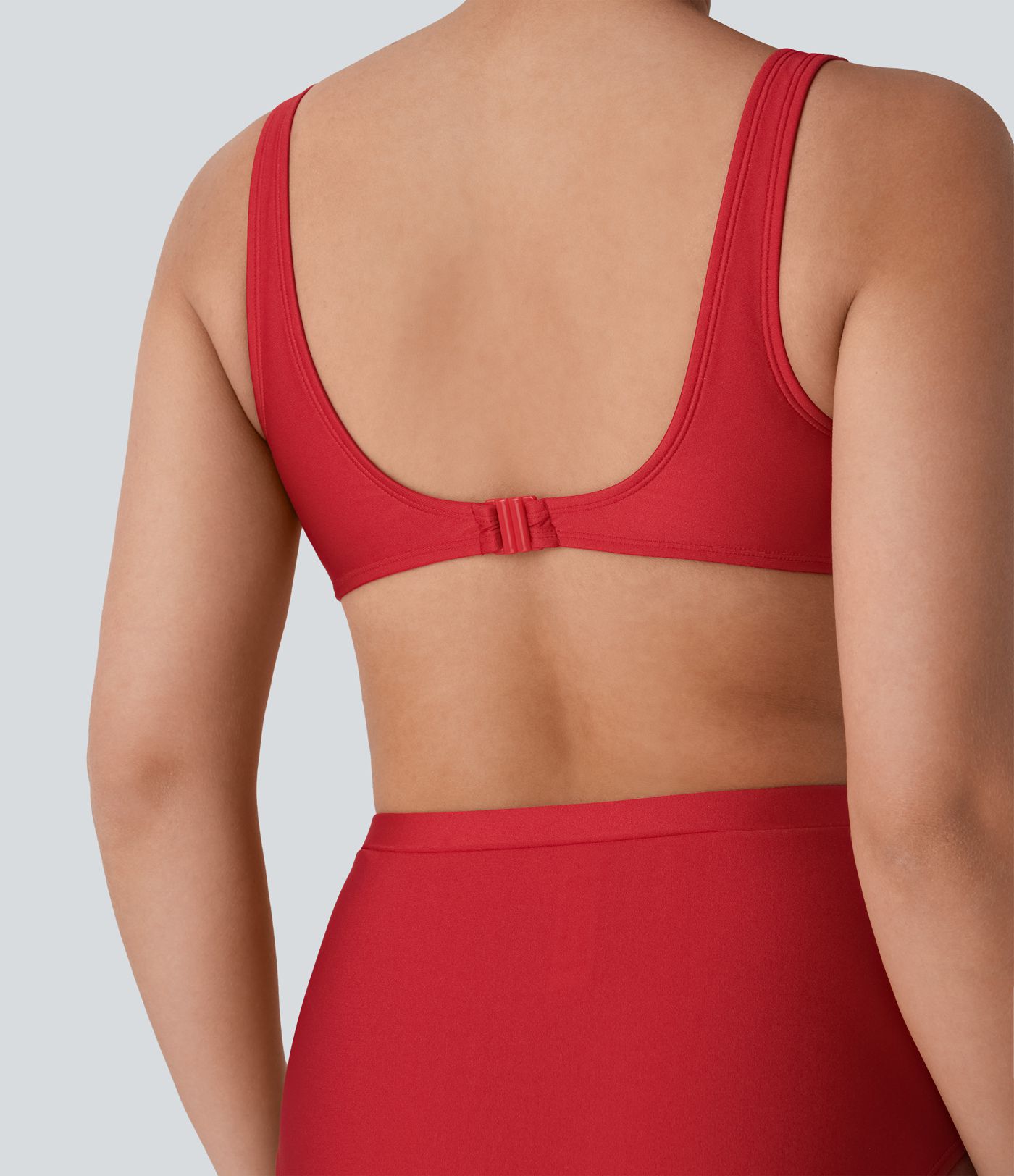 V Neck Sheen Bikini Top Swimsuit