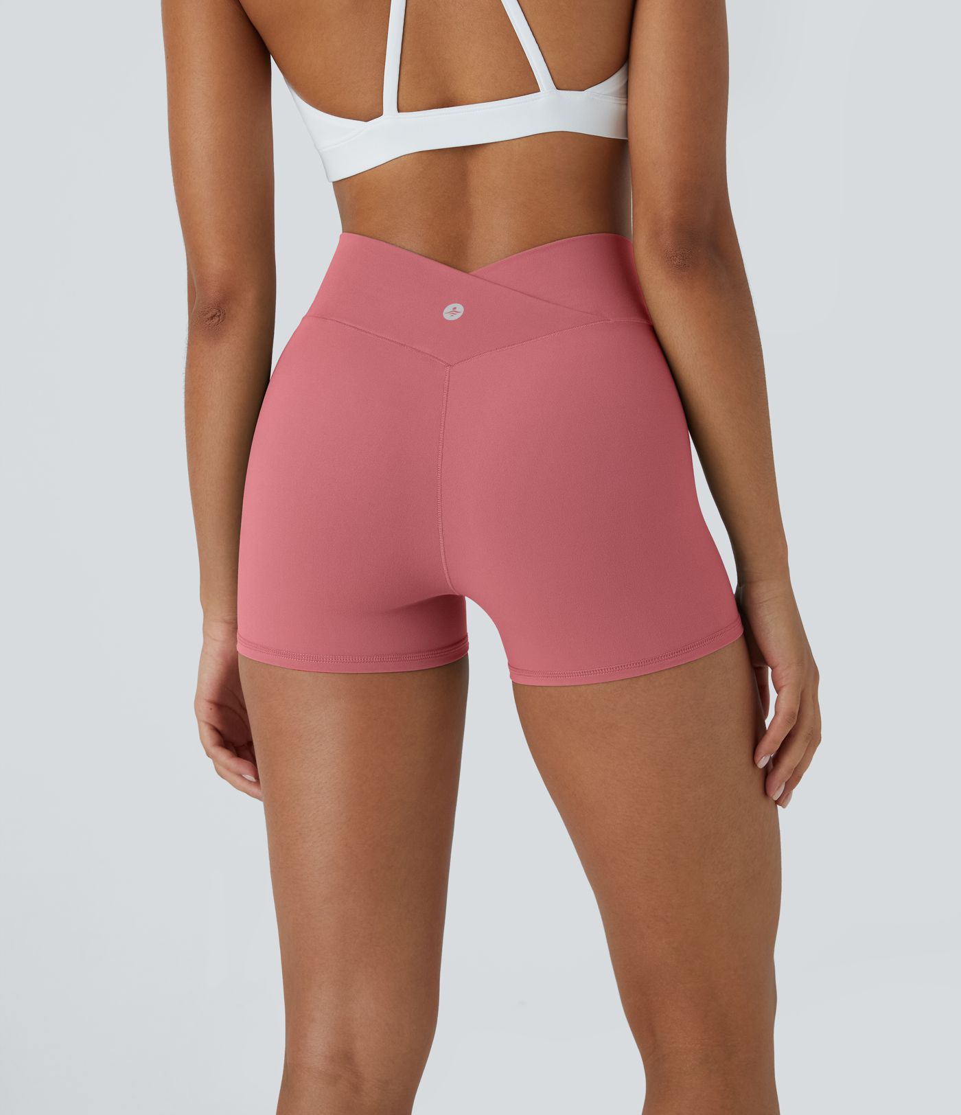 SoftlyZero™ High Waisted Crossover Plain Yoga Biker Shorts 3''-UPF50+