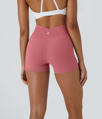 SoftlyZero™ High Waisted Crossover Plain Yoga Biker Shorts 3''-UPF50+