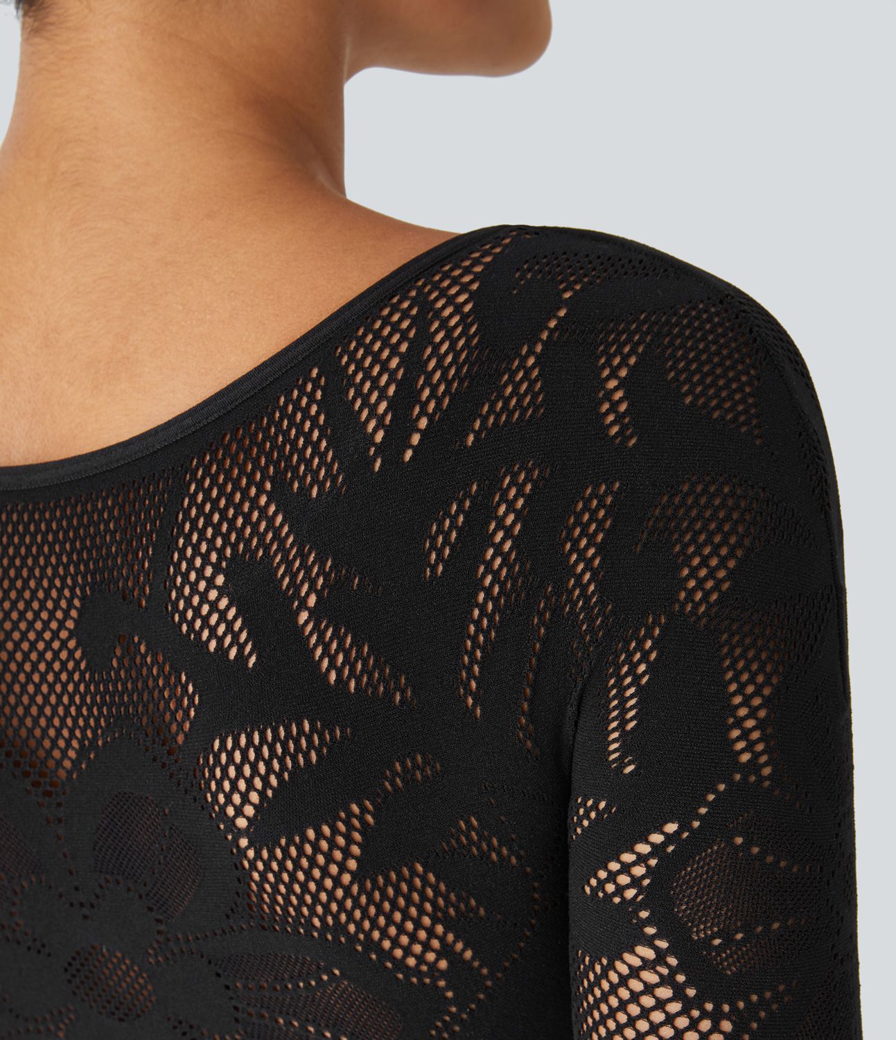 Seamless flow boatneck long sleeve cut-out casual bodysuit