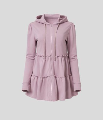 Veste En Coton Casual à Plusieurs Niveaux Avec Poche Latérale Et Cordon De Serrage à Capuche Et Garniture En Laitue Veste En Coton Casual à Plusieurs Niveaux Avec Poche Latérale Et Cordon De Serrage à Capuche Et Garniture En Laitue