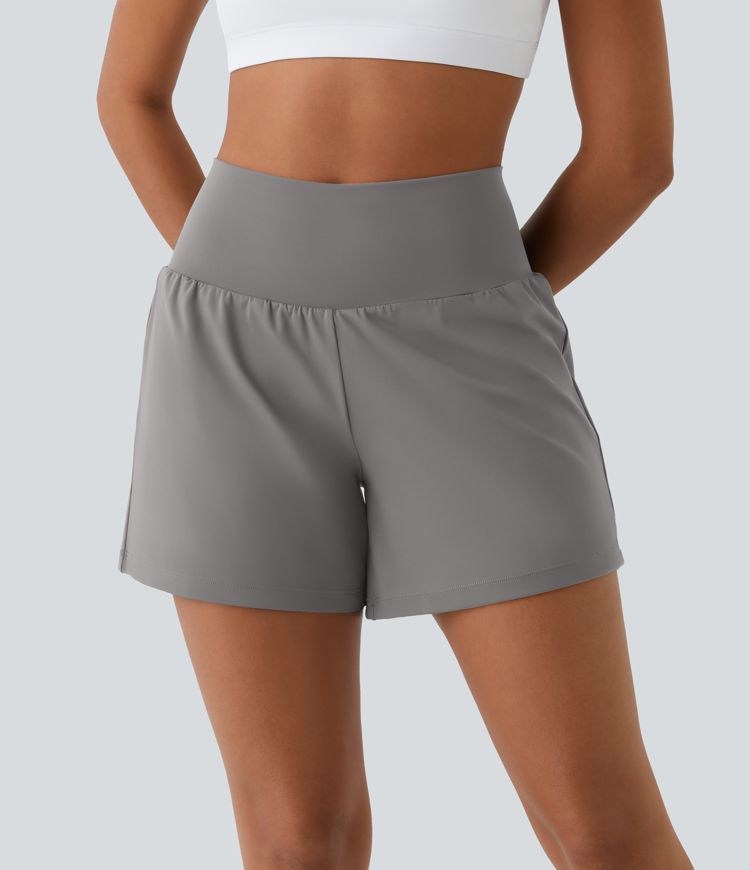 SoftlyZero™ Airy Super High Waisted 2-in-1  Cool Touch Yoga Shorts 5'' with Pockets-Longer Length