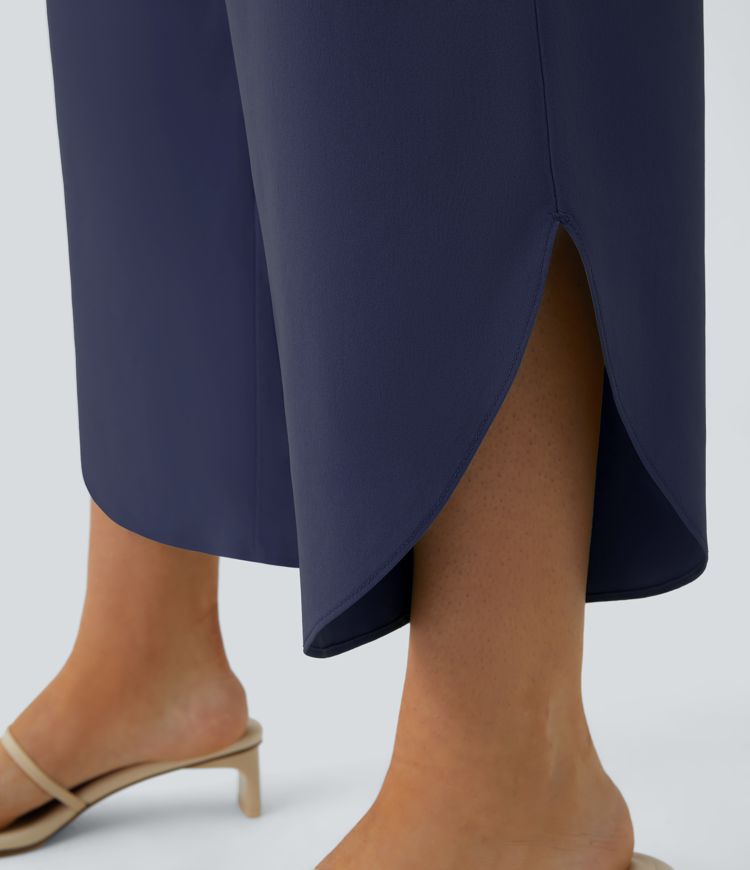 Pantalón Breezeful™ Resort secado rápido abertura bolsillo lateral plisado cruzado tiro alto