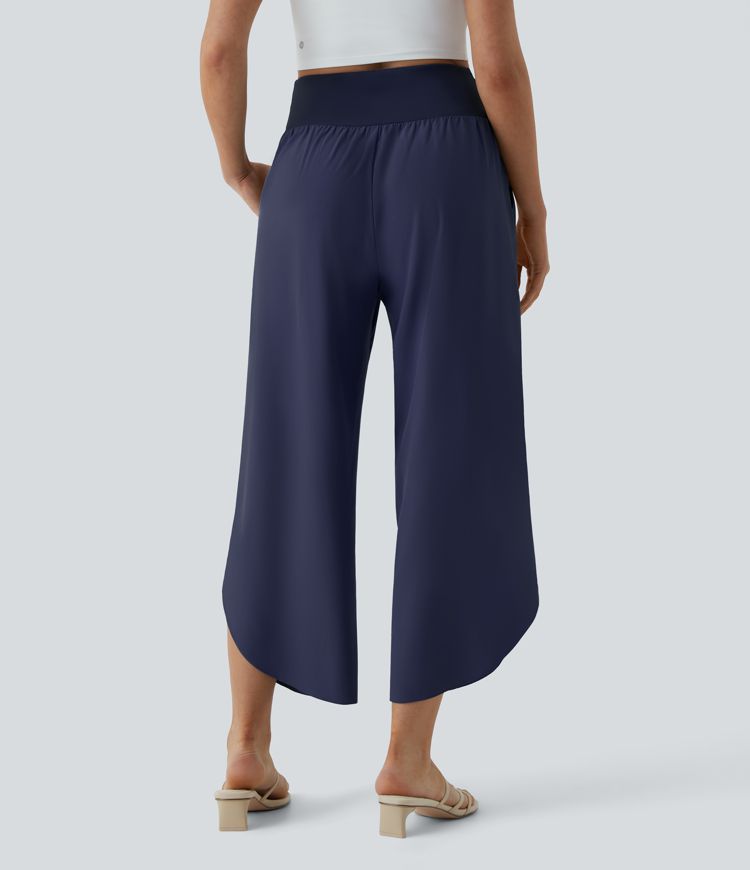 Pantalón Breezeful™ Resort secado rápido abertura bolsillo lateral plisado cruzado tiro alto